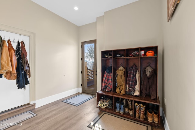 mudroom featuring hardwood / wood-style floors