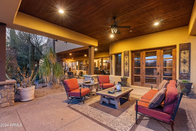 view of patio / terrace with an outdoor hangout area and ceiling fan