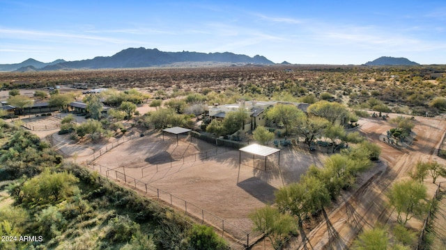 drone / aerial view with a mountain view