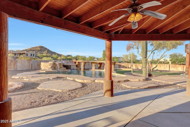 28758 N Ashbrook Ln, San Tan Valley, AZ 85144 - fenced backyard featuring ceiling fan and a patio