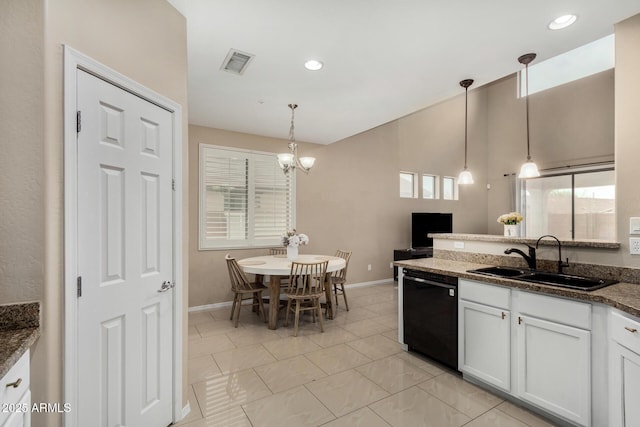 12023 W Duane Ln, Peoria, AZ 85383 - kitchen featuring dishwasher, a sink, white cabinets, healthy amount of natural light, and recessed lighting