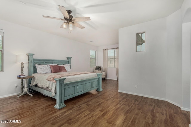 12023 W Duane Ln, Peoria, AZ 85383 - bedroom with baseboards, wood finished floors, and ceiling fan