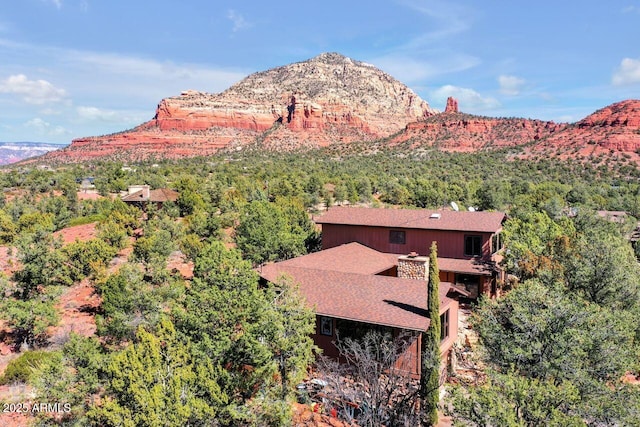 view of mountain feature featuring a wooded view