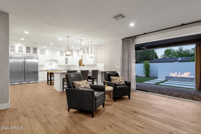 living room with light wood-type flooring