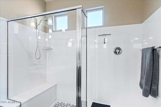 bathroom featuring a shower stall