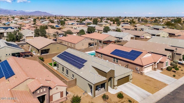 aerial view featuring a residential view and a mountain view