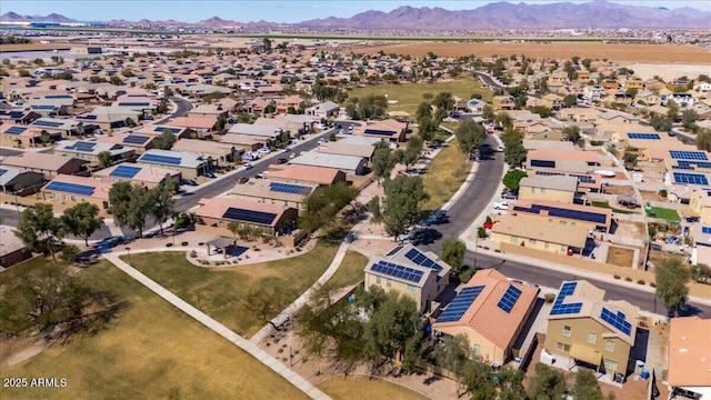 aerial view with a residential view and a mountain view