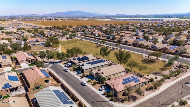 birds eye view of property featuring a mountain view and a residential view