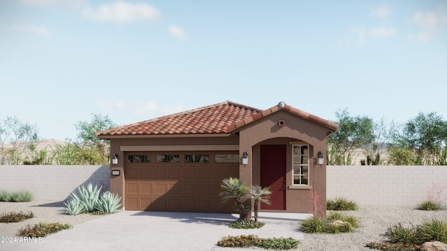 mediterranean / spanish-style house featuring a garage