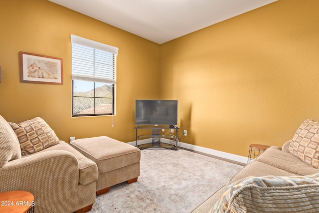 living room with carpet flooring