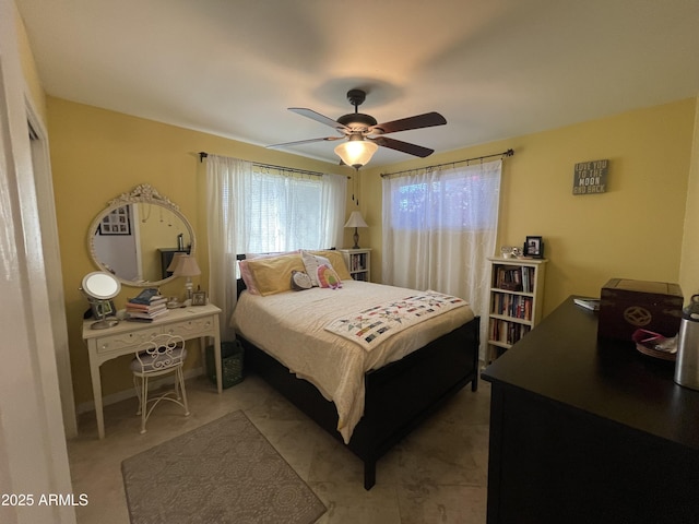 bedroom featuring a ceiling fan