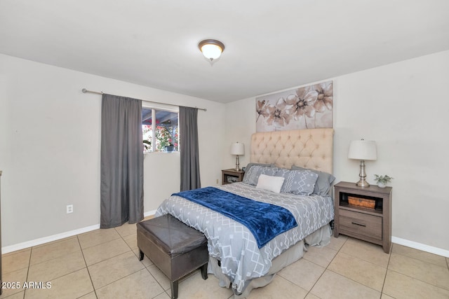 bedroom featuring light tile patterned floors