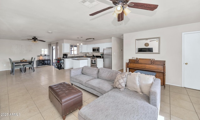 view of tiled living room