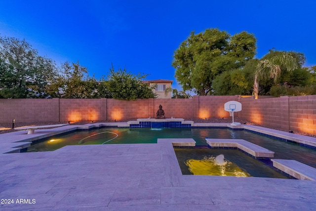 view of swimming pool featuring pool water feature