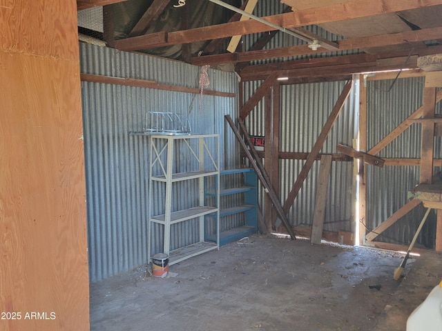 garage featuring metal wall
