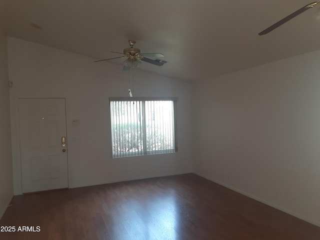 12205 N 41st Ln, Phoenix, AZ 85029 - empty room with ceiling fan, wood finished floors, and vaulted ceiling