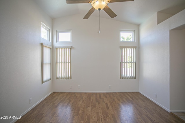 12205 N 41st Ln, Phoenix, AZ 85029 - empty room with ceiling fan, wood finished floors, and high vaulted ceiling