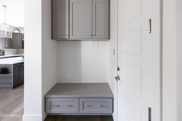 mudroom with dark hardwood / wood-style flooring