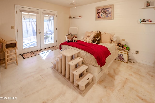 bedroom with access to exterior and french doors