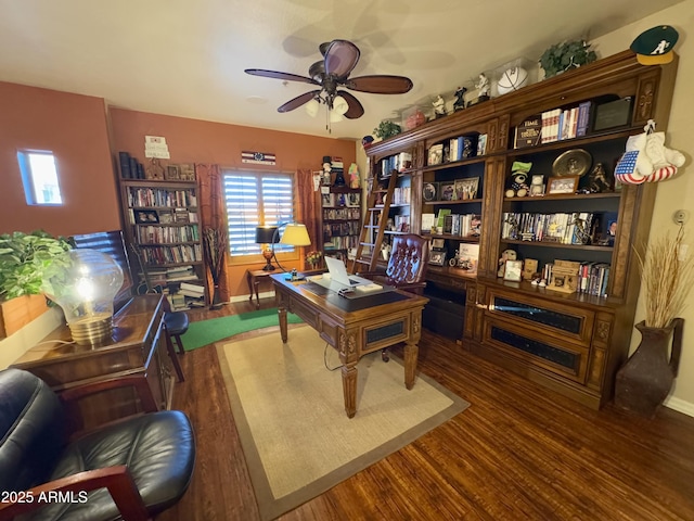 3935 E Rough Rider Rd Unit 1066, Phoenix, AZ 85050 - home office featuring a ceiling fan and wood finished floors