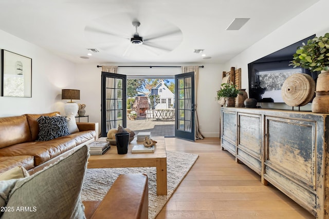 living room with light wood-type flooring