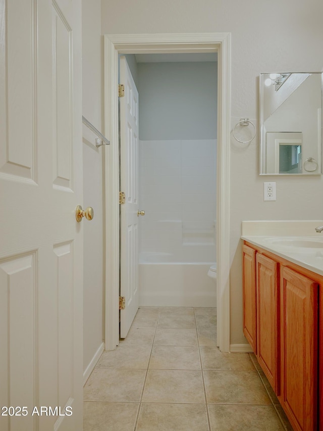 bathroom with tile patterned flooring and vanity