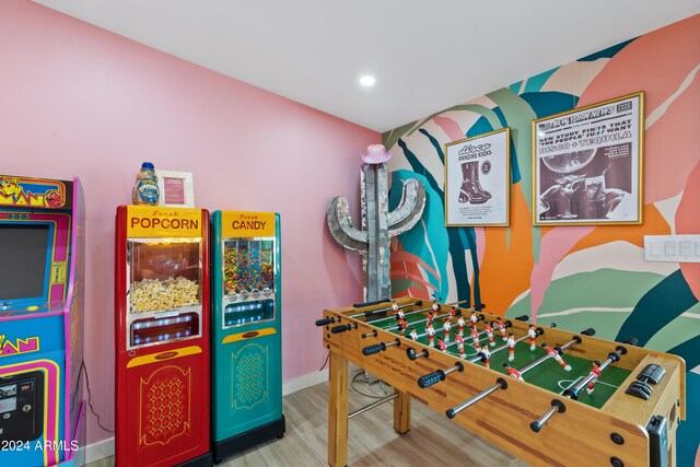 playroom featuring hardwood / wood-style floors