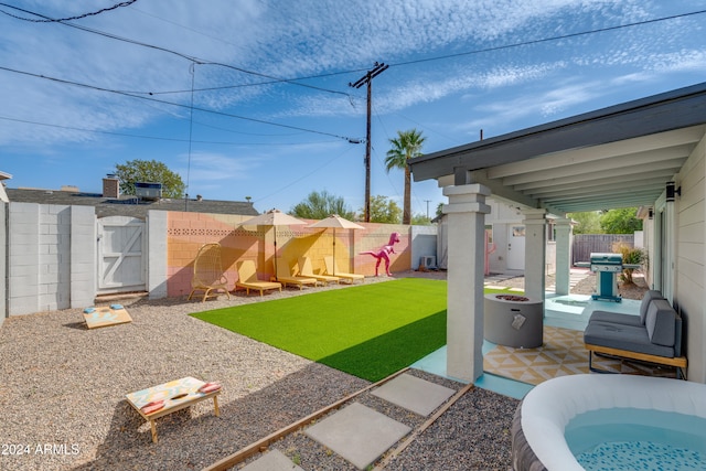 view of yard with a patio area