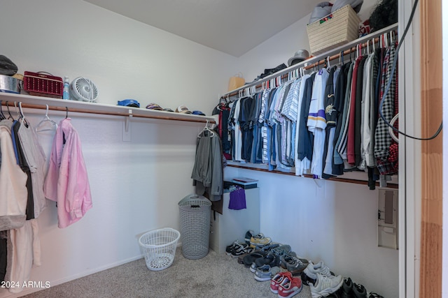 walk in closet featuring carpet