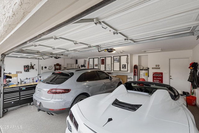 garage featuring electric water heater