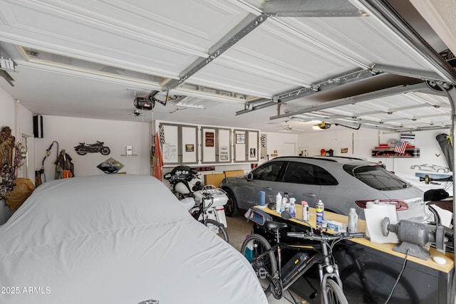 garage with a garage door opener