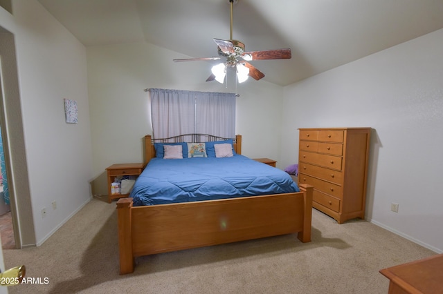 1219 E Avenida Isabela, Casa Grande, AZ 85122 - bedroom with lofted ceiling, carpet, baseboards, and ceiling fan