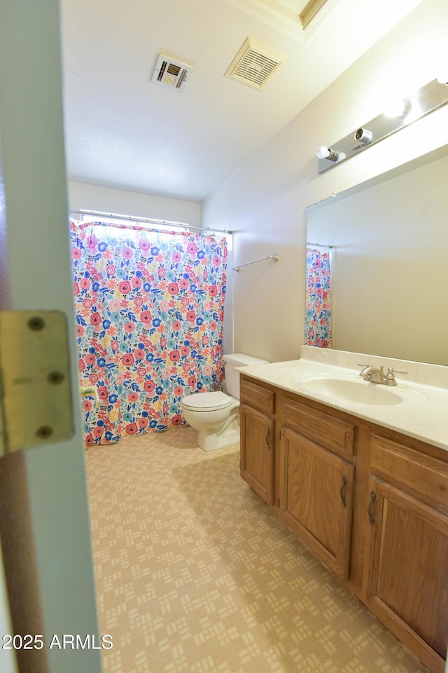 1219 E Avenida Isabela, Casa Grande, AZ 85122 - bathroom with tile patterned floors, vanity, toilet, and a shower with shower curtain