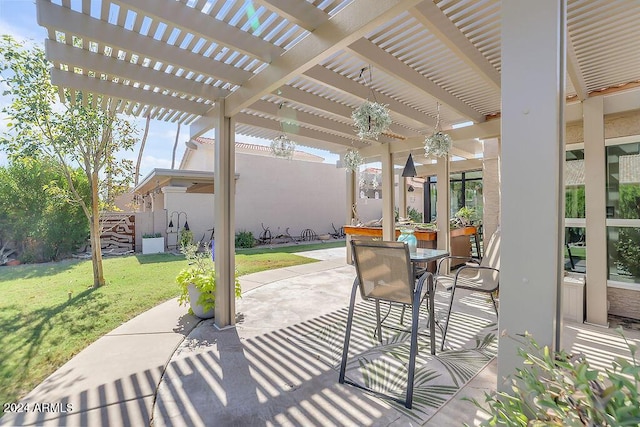 view of patio / terrace featuring a pergola