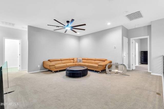 550 E Zion Pl, Chandler, AZ 85249 - carpeted living room with ceiling fan and recessed lighting