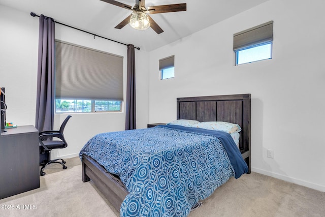 550 E Zion Pl, Chandler, AZ 85249 - bedroom featuring carpet, multiple windows, a ceiling fan, and an office area
