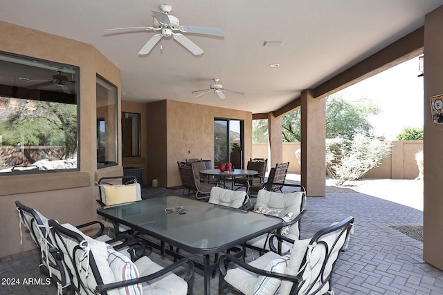 view of patio / terrace with ceiling fan