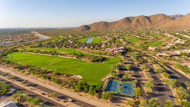 aerial view with a mountain view