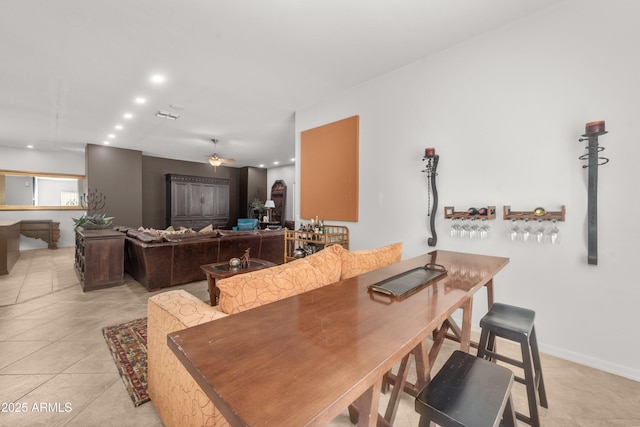 7145 E Cuernavaco Way, Gold Canyon, AZ 85118 - dining room with light tile patterned floors, baseboards, recessed lighting, and visible vents