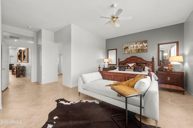 7145 E Cuernavaco Way, Gold Canyon, AZ 85118 - bedroom featuring light tile patterned floors, ceiling fan, and visible vents