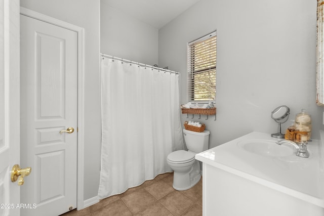 7145 E Cuernavaco Way, Gold Canyon, AZ 85118 - bathroom featuring toilet, tile patterned flooring, and vanity