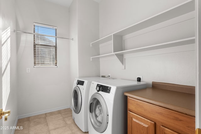 7145 E Cuernavaco Way, Gold Canyon, AZ 85118 - clothes washing area with light tile patterned floors, washer and clothes dryer, and baseboards