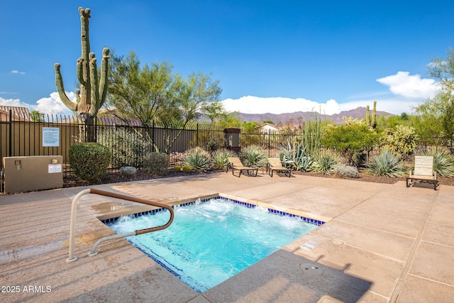 7145 E Cuernavaco Way, Gold Canyon, AZ 85118 - view of pool featuring fence, a patio area, and a mountain view