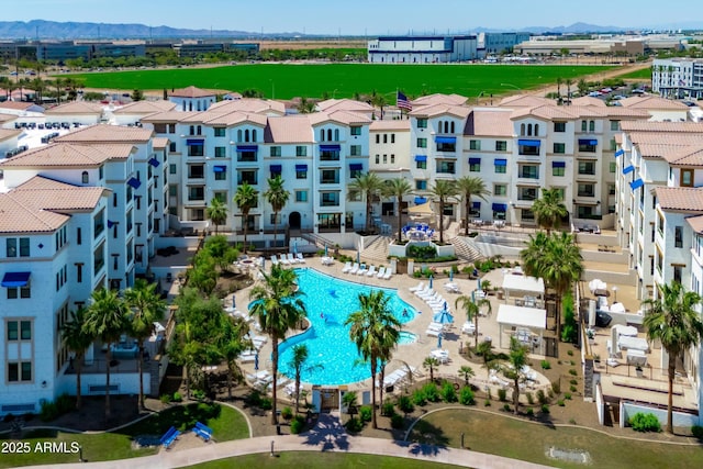 2511 W Queen Creek Rd Unit 116, Chandler, AZ 85248 - bird's eye view of a mountain backdrop and a pool area