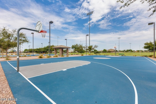 view of sport court with a gazebo