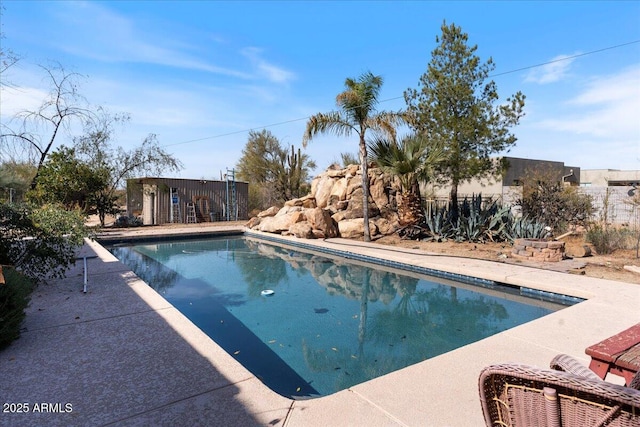 view of pool featuring a fenced in pool