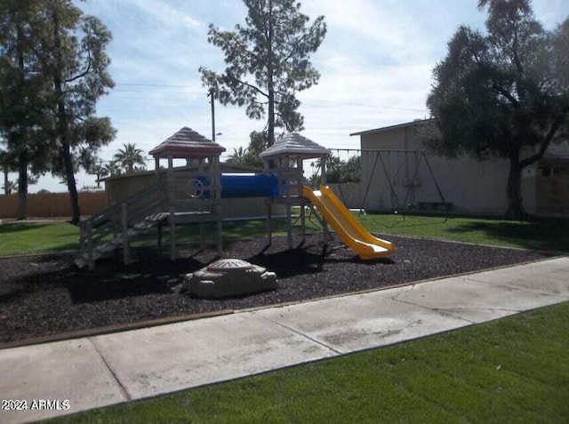 view of play area with a lawn