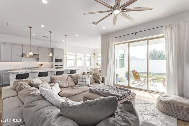 35612 N Lodestone Dr, San Tan Valley, AZ 85144 - living area with a ceiling fan and recessed lighting
