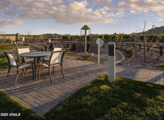 35612 N Lodestone Dr, San Tan Valley, AZ 85144 - view of patio featuring a mountain view and outdoor dining space