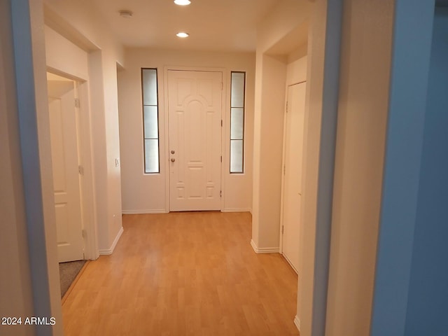 interior space with light hardwood / wood-style flooring